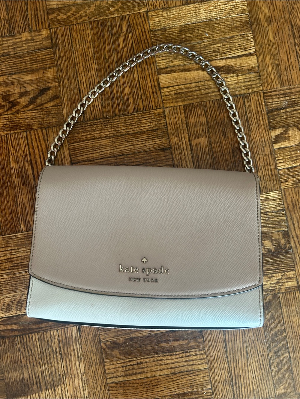 kate spade Two-Tone Taupe and Cream Chain Shoulder Bag